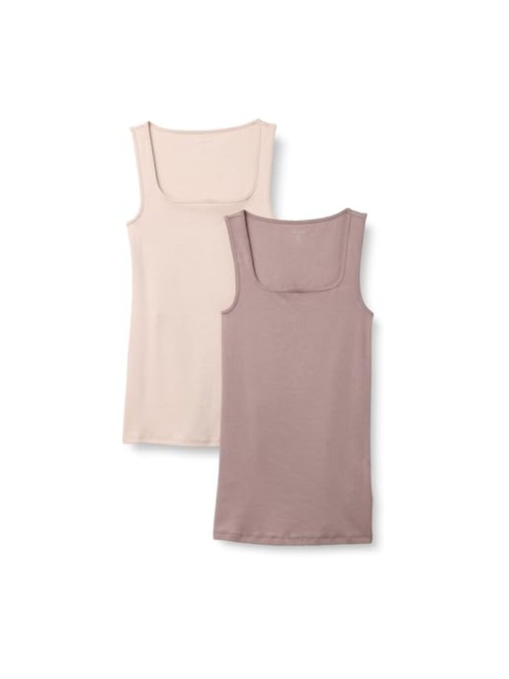 2-Pack Slim Fit Square Neck Tank Top Cotton Modal Micro Rib Womens